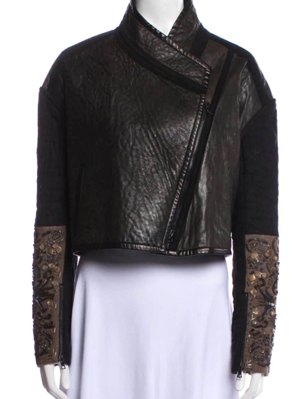 Gary Graham x Barneys Leather & Beaded Jacket Embellished | Rare Statement Piece